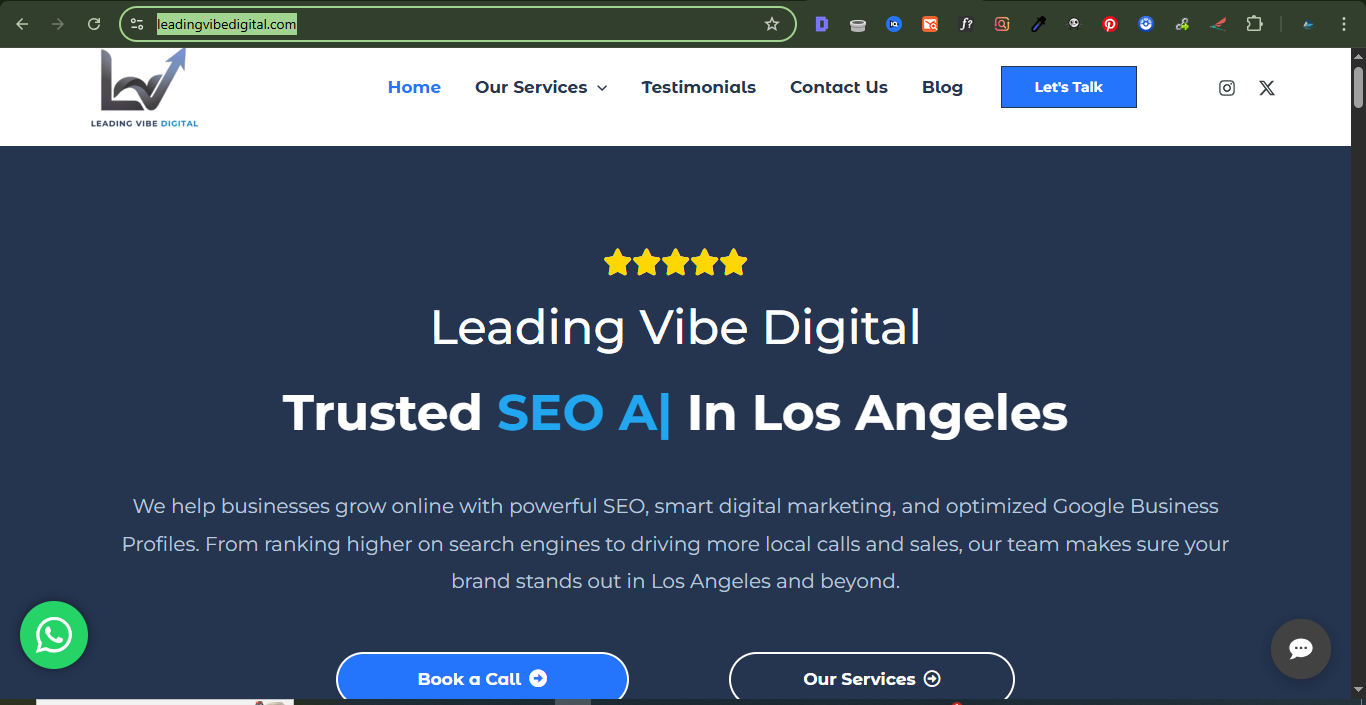 WordPress website design and SEO for Leading Vibe Digital a Los Angeles digital marketing agency