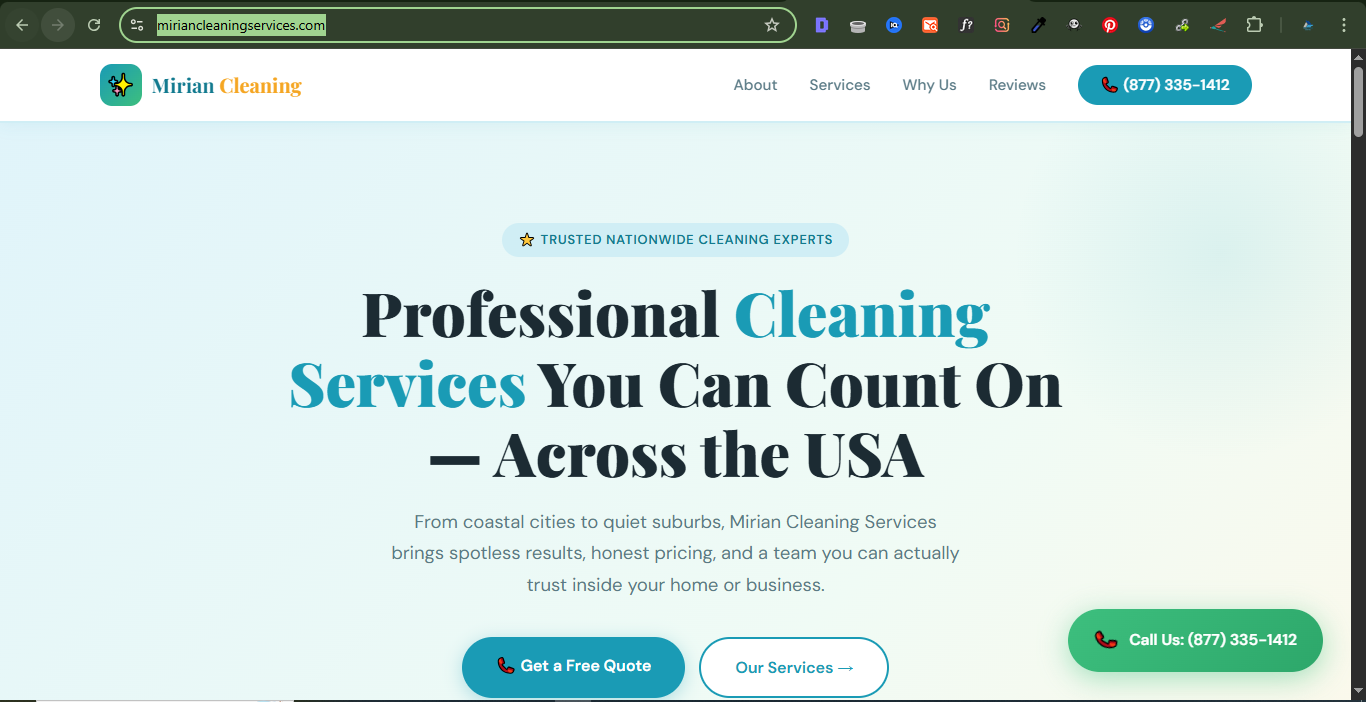 Programmatic SEO Next.js site for Mirian Cleaning Services