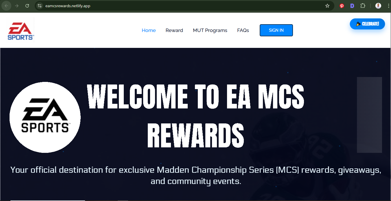 EA MCS Rewards gaming giveaway platform built with WordPress and custom JavaScript